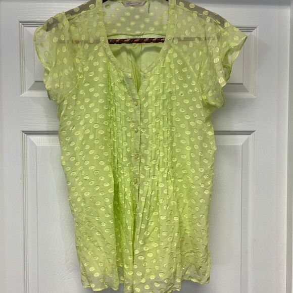 Soft Surroundings Lime Bubble Button Down Blouse sz L - Picture 1 of 6